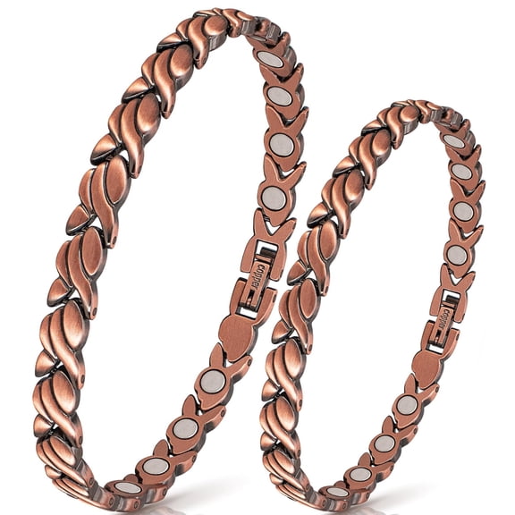 Wollet Magnetic Copper Bracelet&Anklet for Women, Copper Jewelry Set Gift for Mom Daught Wife