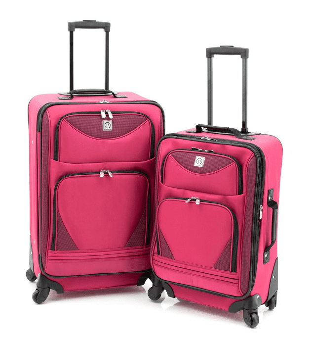 Protege - Protege 2 piece expandable spinner carry on and checked luggage set Pink (Walmart ...