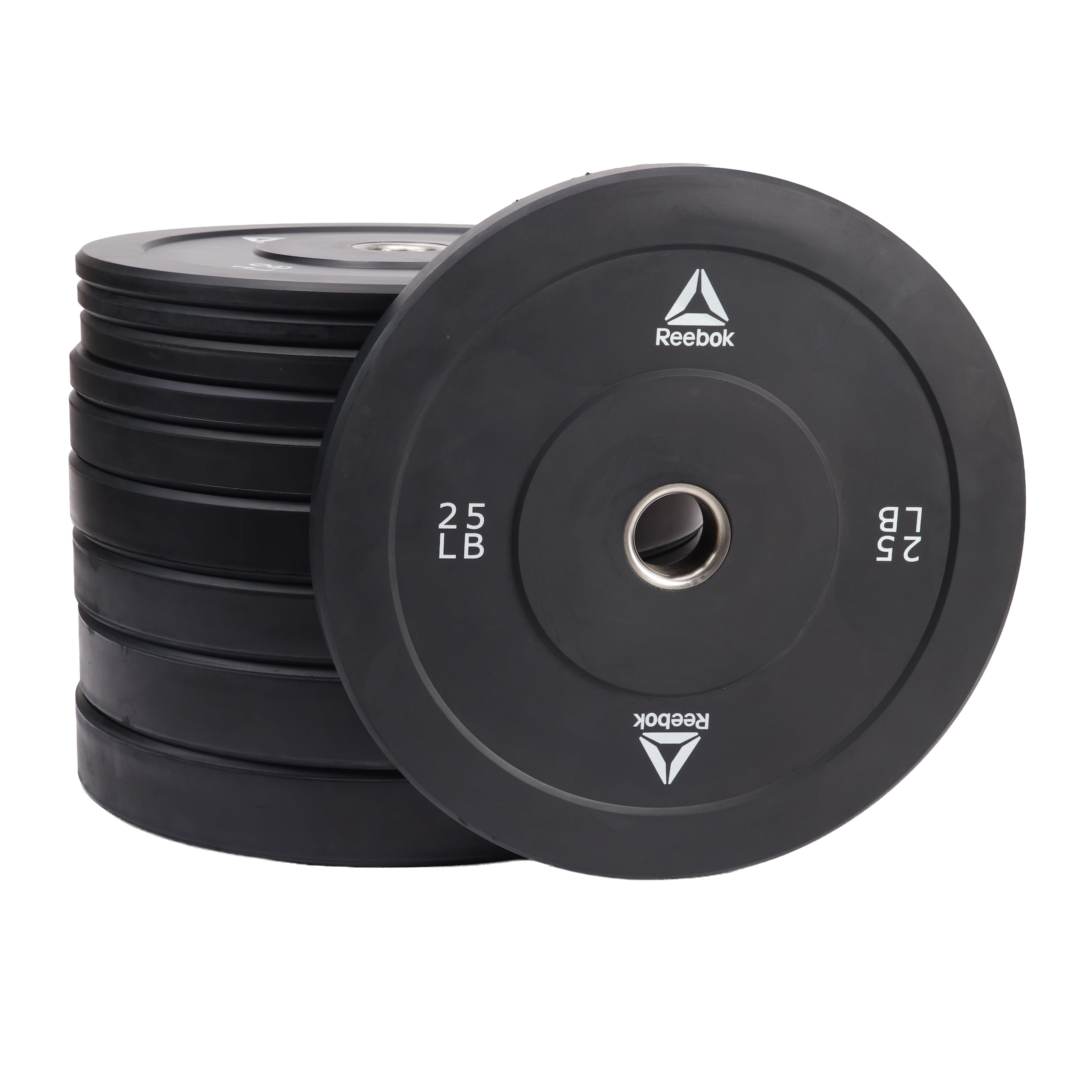 Reebok 25lb Olympic Rubber Bumper Plates (Set of 2) – Low-Bounce Plates for Strength Training