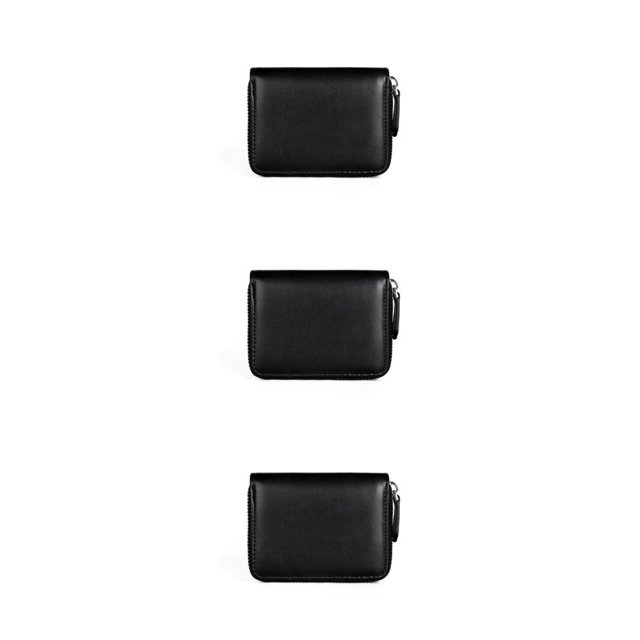 QualitChoice 1/2/3/5 Coin Purse Short Money Bag Change Mini Wallet for Zipper Rfid Blocking Card Holder Cowhide Big CapacityWomen Business Pouch Black 3PCS