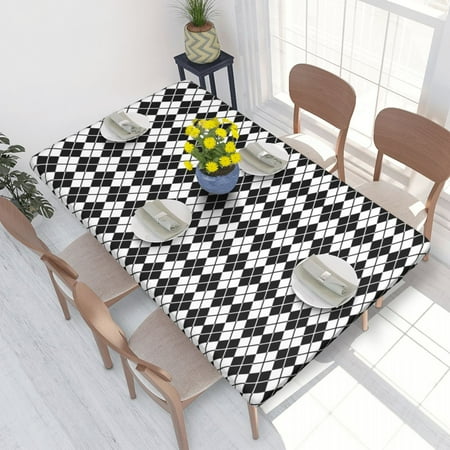 

Green And Black Argyle Pattern Rectangular Tablecloth Oilproof 4FT Table Cloth Table Covers