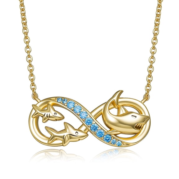 HXWZB 14K Gold Plated Ocean Shark Pendant Necklace for Women