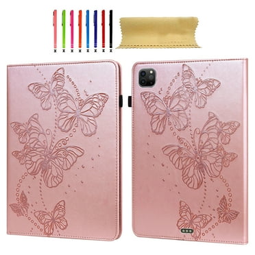 Folio Case for iPad Pro 11 2022/2021/2020/2018 - Lovely Butterfly Pattern Premium Vegan PU Leather Slim Fit Case Smart Stand Protective Cover Auto Sleep/Wake Feature for iPad Air 4/Air 5,Pink