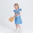 thumbnail image 6 of Cowsor Girls Easter Printed Flutter Sleeve Summer Dress Sleeveless Crew Neck Casual Lightweight Floral Easter Party Dress for Kids, 6 of 7