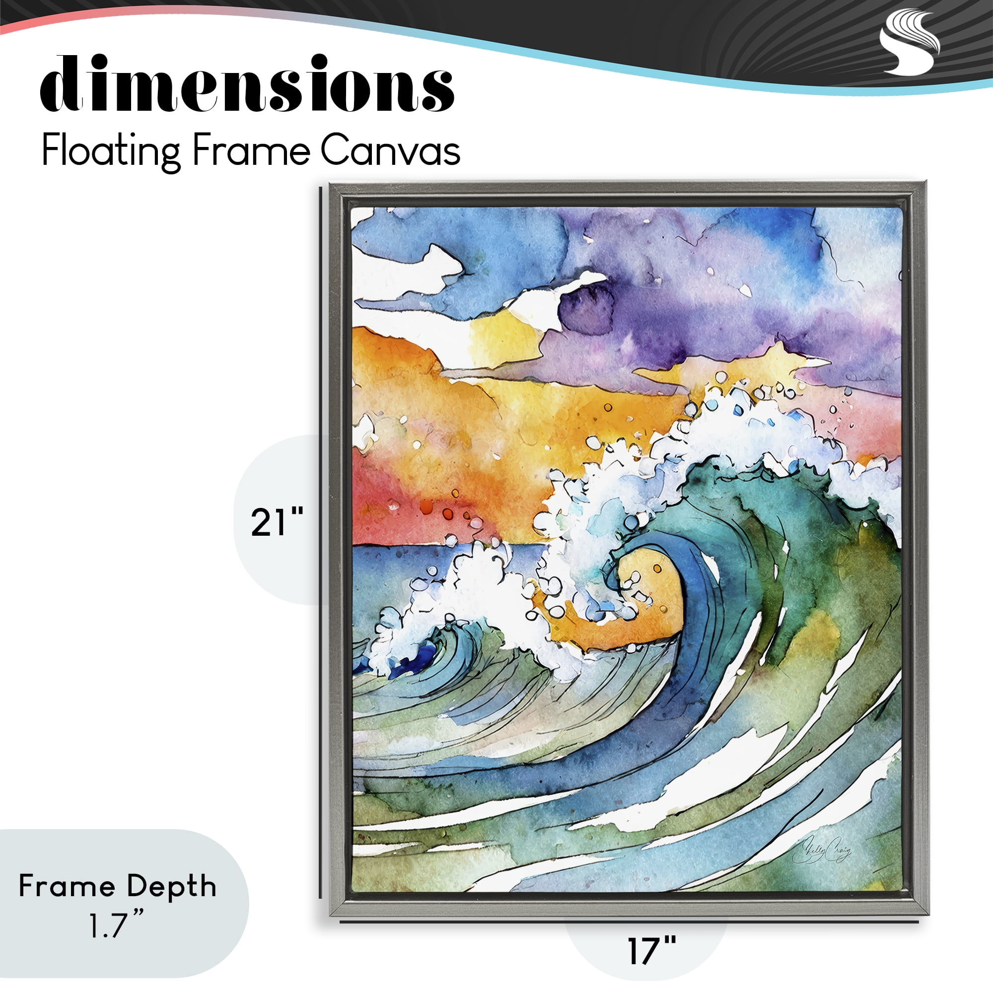 Stupell Industries Vibrant Sunrise Surf Gray Framed Floater Canvas Wall Art, design by Shelly Craig