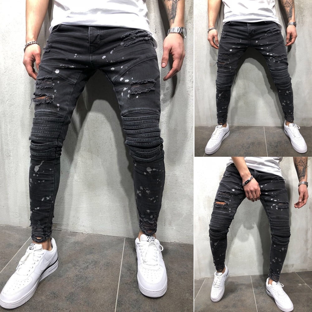 Pantalon noir troué new arrivals