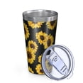 thumbnail image 2 of 16oz Tumblers Black Yellow Sunflower Pattern Stainless Steel Vacuum Insulated Double Wall Travel Tumbler Cups Mug with Lid and Straw,Cleaning Brush for Coffee,Tea, 2 of 4