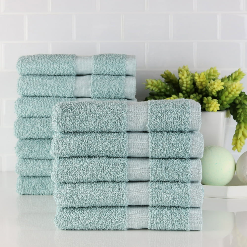 Fibertone Bleach Safe 12Piece Hand Towel Set (27"x16") Seafoam
