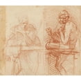 thumbnail image 2 of Andrea del Sarto 17x15 Gold Ornate Wood Frame and Double Matted Museum Art Print Titled - Study of Figures Behind a Balustrade (1522), 2 of 4
