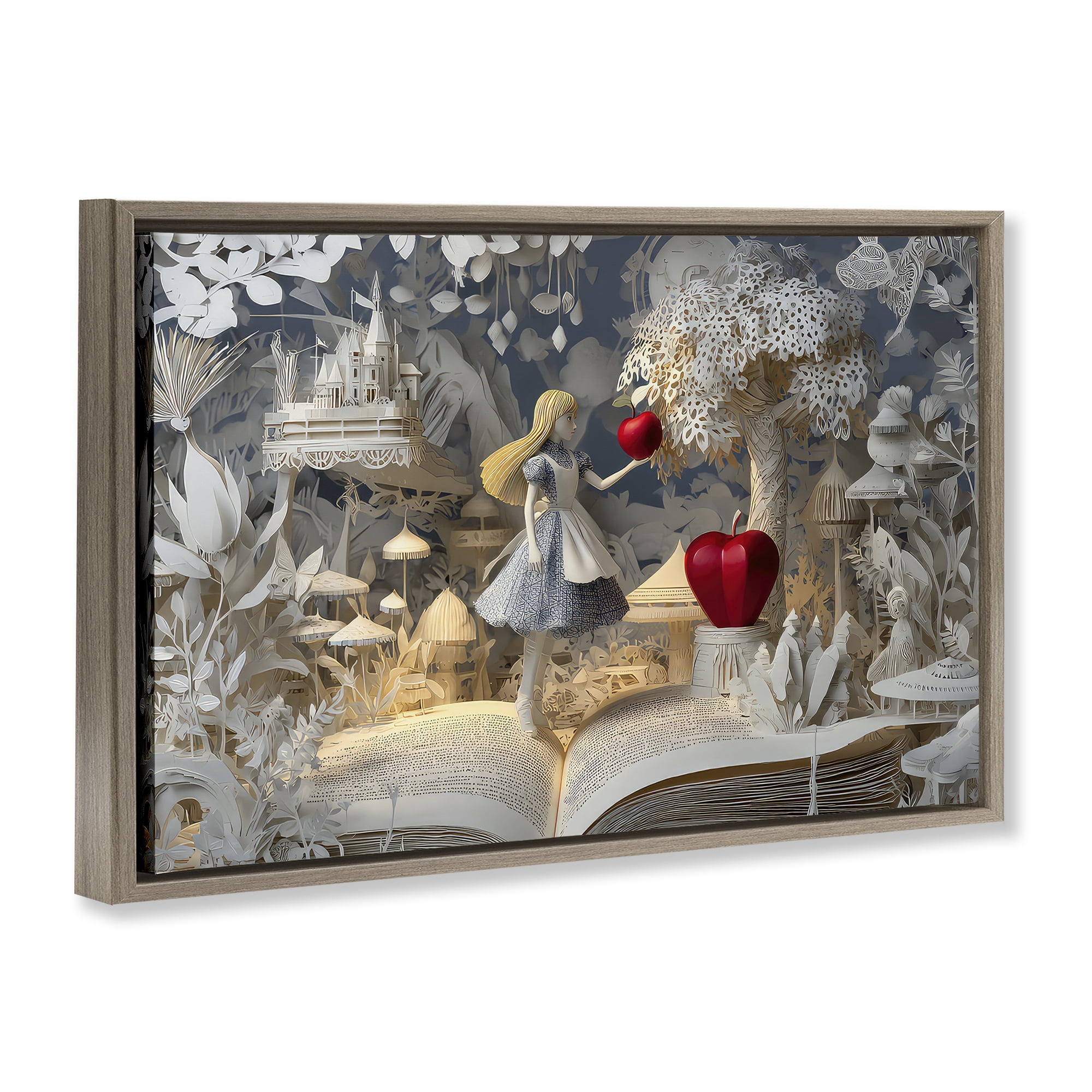 Stupell Industries Fairytale Scene Papercraft Brown Framed Floater Canvas Wall Art, design by The Wands Want