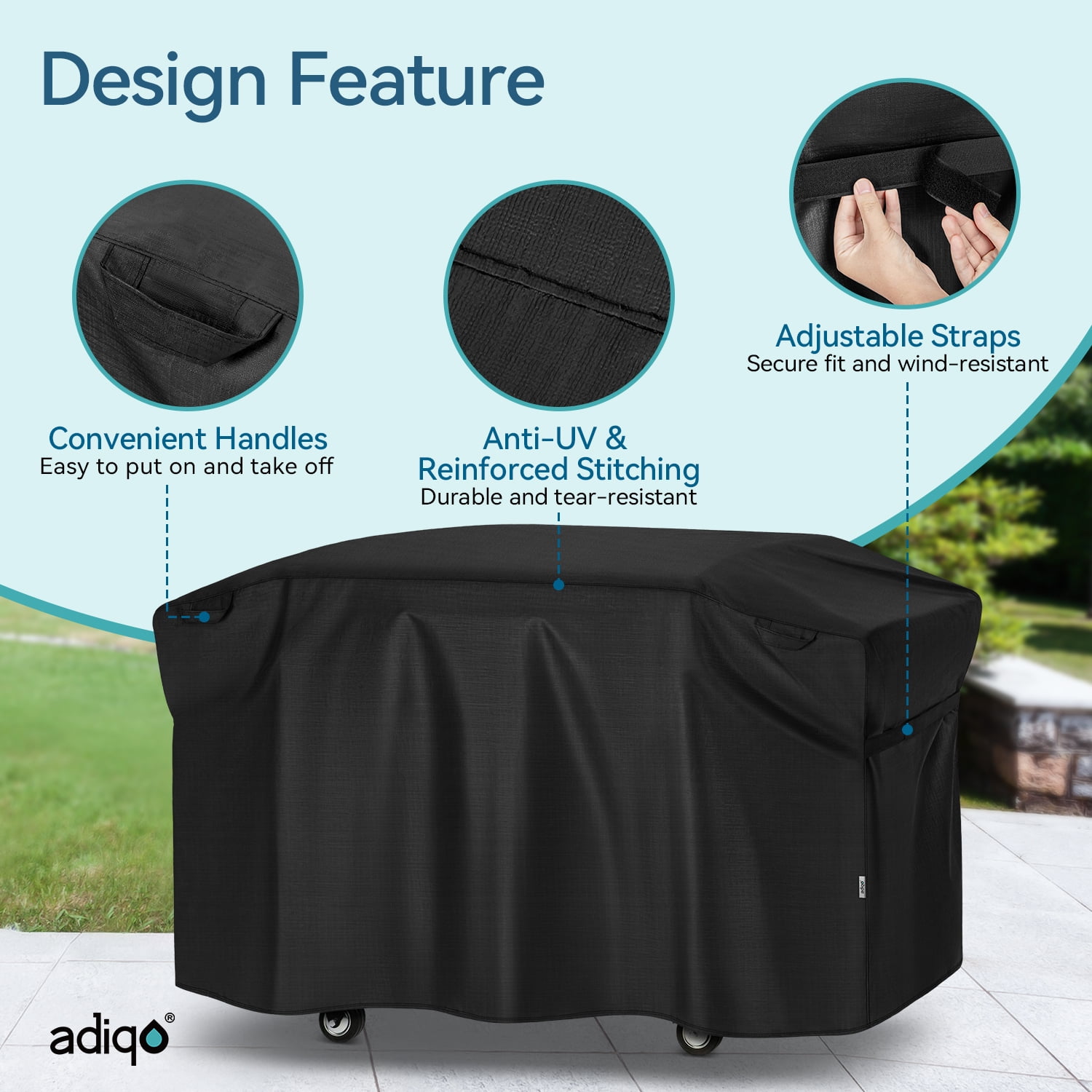 Adiqo 36 Inch Griddle Cover for Cooking Station with Hood, UV-Resistant Waterproof Outdoor Flat Top Grill Cover