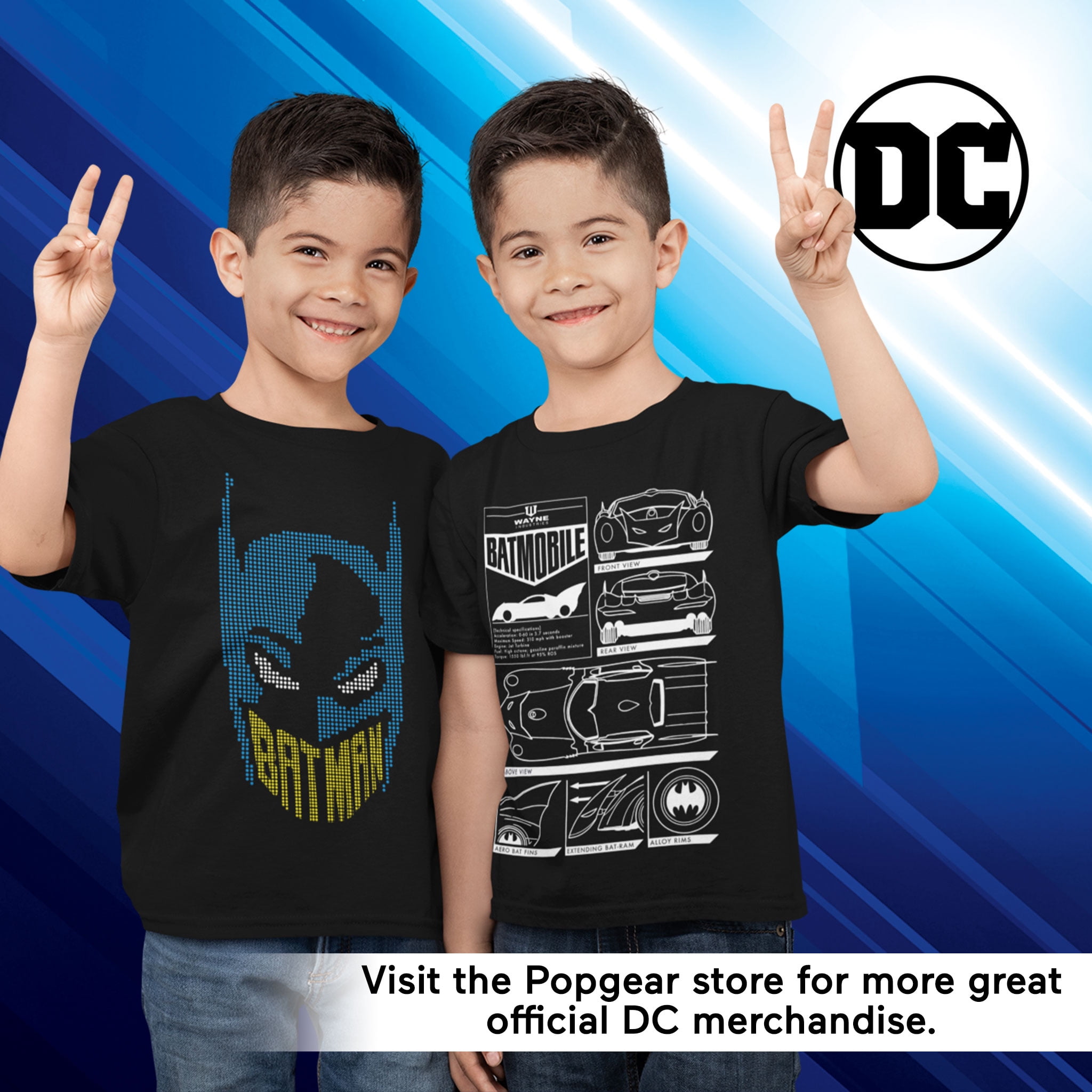 DC Comics Batman Batmobile diagramme Garçons T-ShirtOfficial Merchandise 