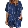 thumbnail image 1 of Mujeres Casual Verano Cuello redondo Impreso Manga corta Tops y pantalones cortos Conjunto de dos piezas Traje Wmkox8yi bvn1036, 1 of 9