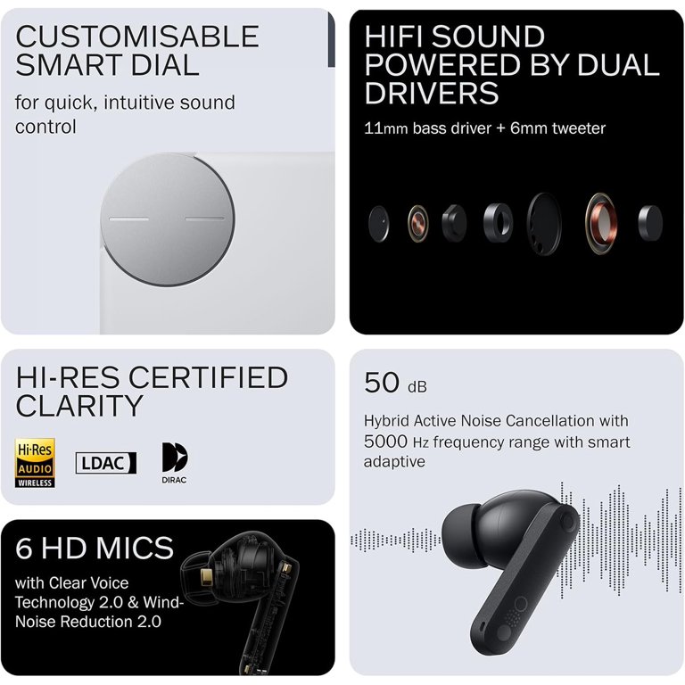 cmf Buds Pro 2 ブラック ワイヤレスイヤホン Amazon.com: CMF Buds Pro 2 Hybrid 50db Noise Cancelling