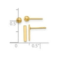 thumbnail image 2 of 14k Solid Yellow Gold Polished 3mm Ball and Bar Earrings Set Ball Earring for Women - .6 Grams, 2 of 2