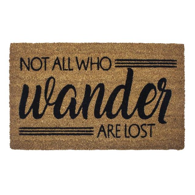 Entryways Basics P2217 17 x 28 in. Not All Who Wander Slip Resistant Coir Doormat, Black