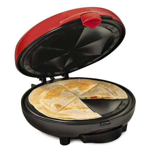 Taco Tuesday TCTEQM8RD 6-Wedge Electric Quesadilla Maker with Extra Stuffing Latch&#44; Red