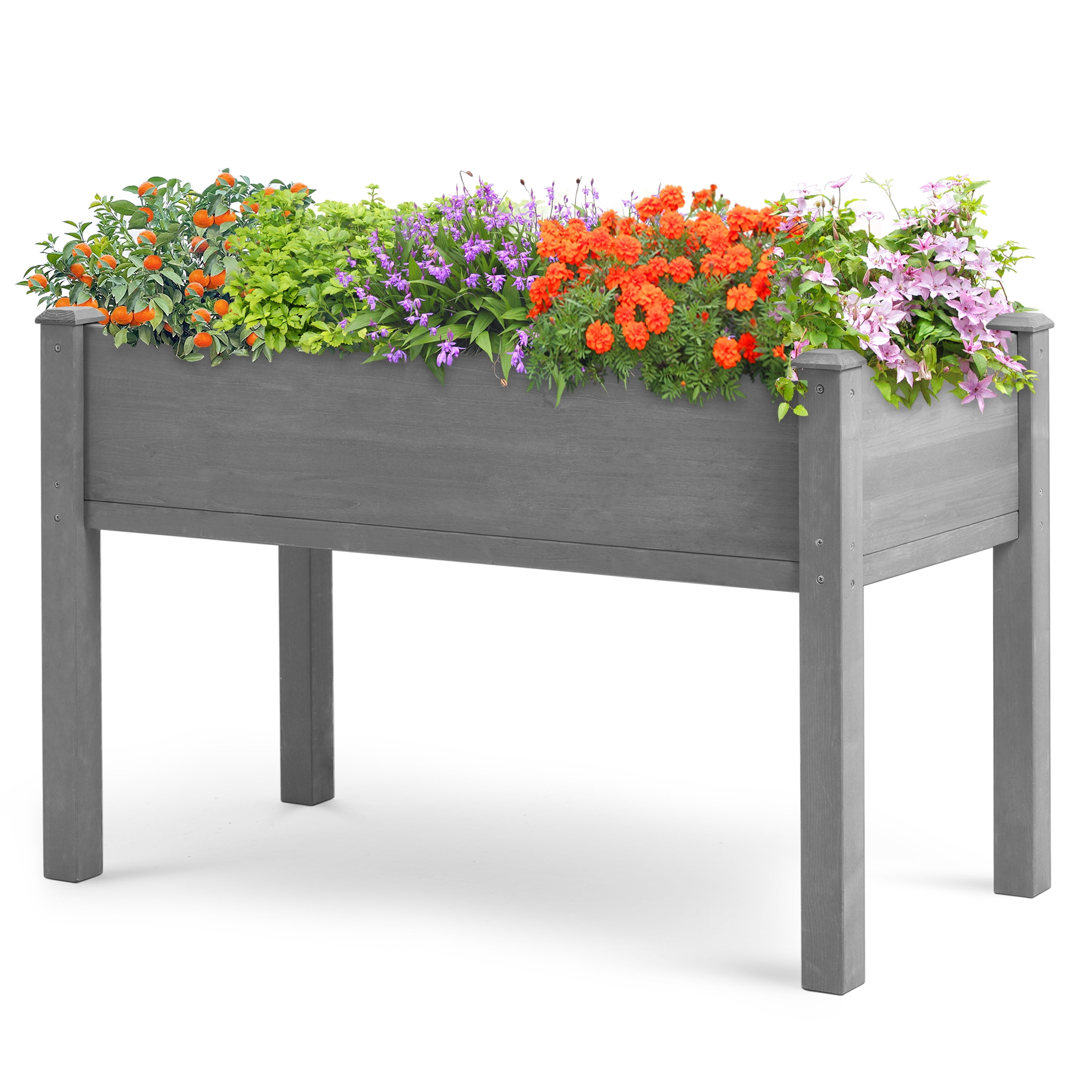 Raised Garden Bed with Legs, 48x24x30'', Outdoor Wood Elevated Planter Box, Thick Legs, w/Liner