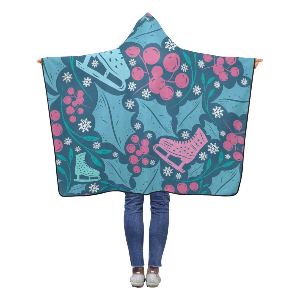 ASHLEIGH Cute Christmas Winter Pattern Wearable Hooded Blanket 40x50