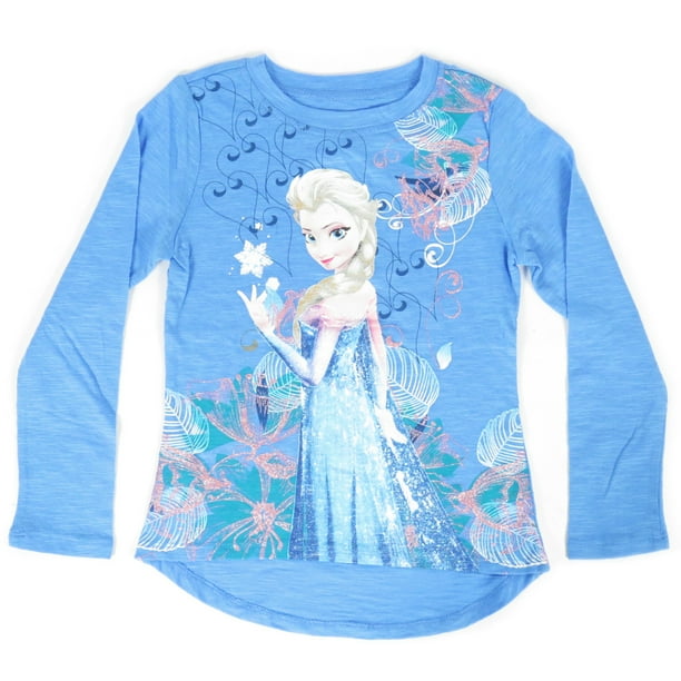 Disney Frozen Frozen Elsa Toddler Heathered Long Sleeve Shirt Blue