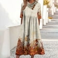 thumbnail image 1 of Robes d'Été 2023 Mode Femmes Décontractée Aguichant Col en V Imprimé Manches Courtes Poches Robe Maxi Femmes en Liquidation, 1 of 6