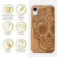 thumbnail image 4 of Case Yard Wooden Case Outside Soft TPU Silicone, Slim Fit Shockproof Wood Protective Phone Cover for Girls Boys Men and Women, Supports Wireless Charging Gothic Skull Design case for iPhone-XR, 4 of 7