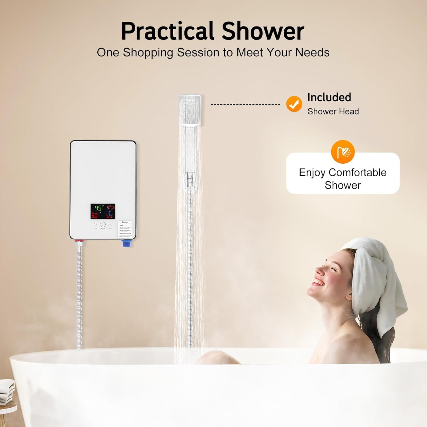 Electric Tankless Water Heater & Instant Hot Water Heater for Home Bathroom Kitchen RV Warehouse Use