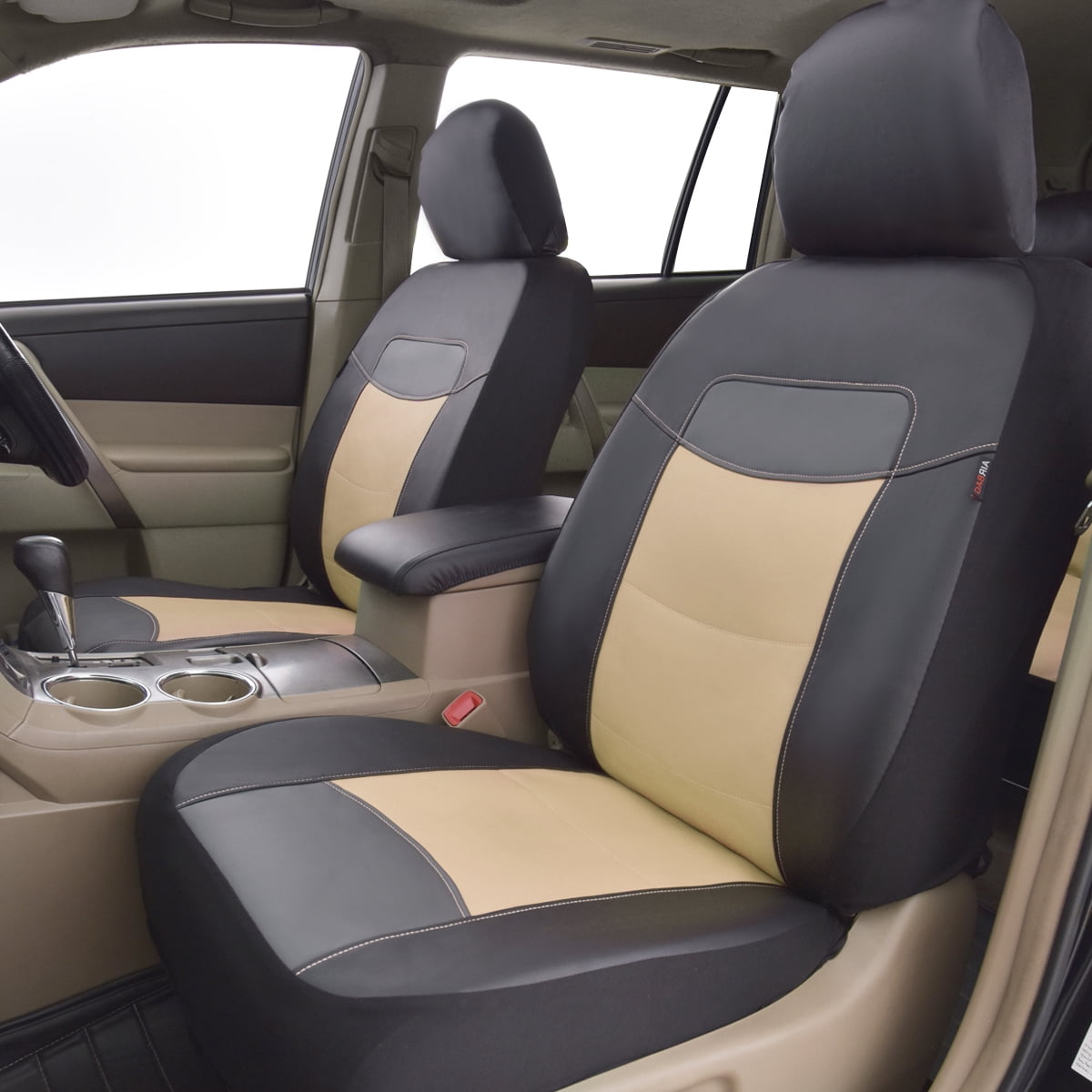 Flying Banner Car Seat Covers Protectors Full Set Synthetic Leather Front Pair Black