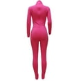 thumbnail image 4 of Women's Casual Jumpsuit Long Sleeve Onesies Solid Color High Neck Bodysuit and Pants Playsuit Pink S, 4 of 5