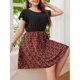 thumbnail image 4 of Vestido de talla grande para mujer Vestido informal de cintura alta con empalme de manga corta Abanopi Vestido, 4 of 7