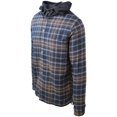 thumbnail image 2 of Cherokee Men's Tottus Camisa Navy & Brown Plaid Hooded L/S Flannel Shirt, 2 of 3