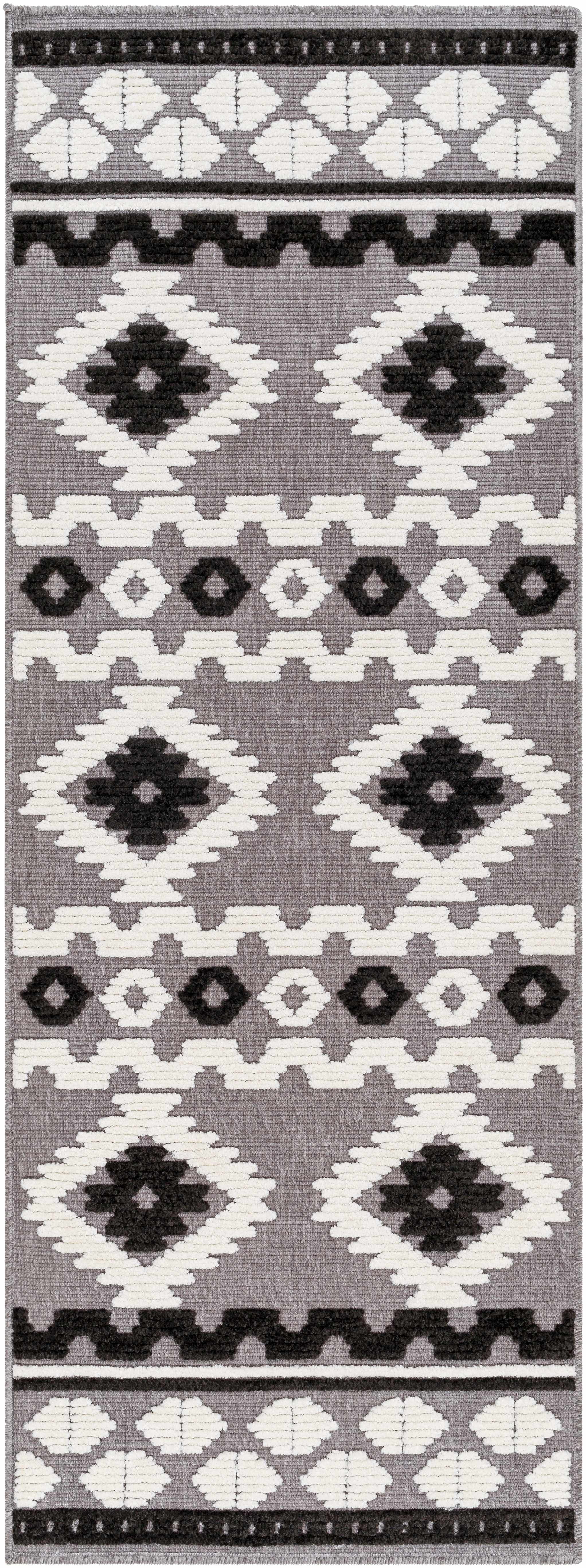 Hauteloom Drago Living Room, Bedroom Machine Washable Area Rug - Bohemian Modern Farmhouse - Moroccan Southwestern - Black, Gray, White - 3'3" x 5'