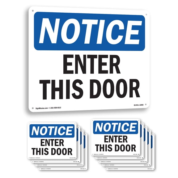 Enter This Door OSHA Notice Aluminum Sign 14 Inch x 10 Inch - 10 Pack