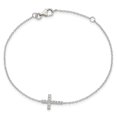 thumbnail image 3 of Auriga 925 Sterling Silver with Zirconia Sideways Cross Bracelet 7inch for Women, 3 of 5