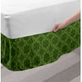 thumbnail image 2 of Sage Bed Skirt, Old Fashioned Pattern with Geometrical Backdrop Mandala Inspired Flowers, Elastic Bedskirt Dust Ruffle Wrap Around for Bedding Decor, 4 Sizes, Fern Green Olive Green, by Ambesonne, 2 of 2