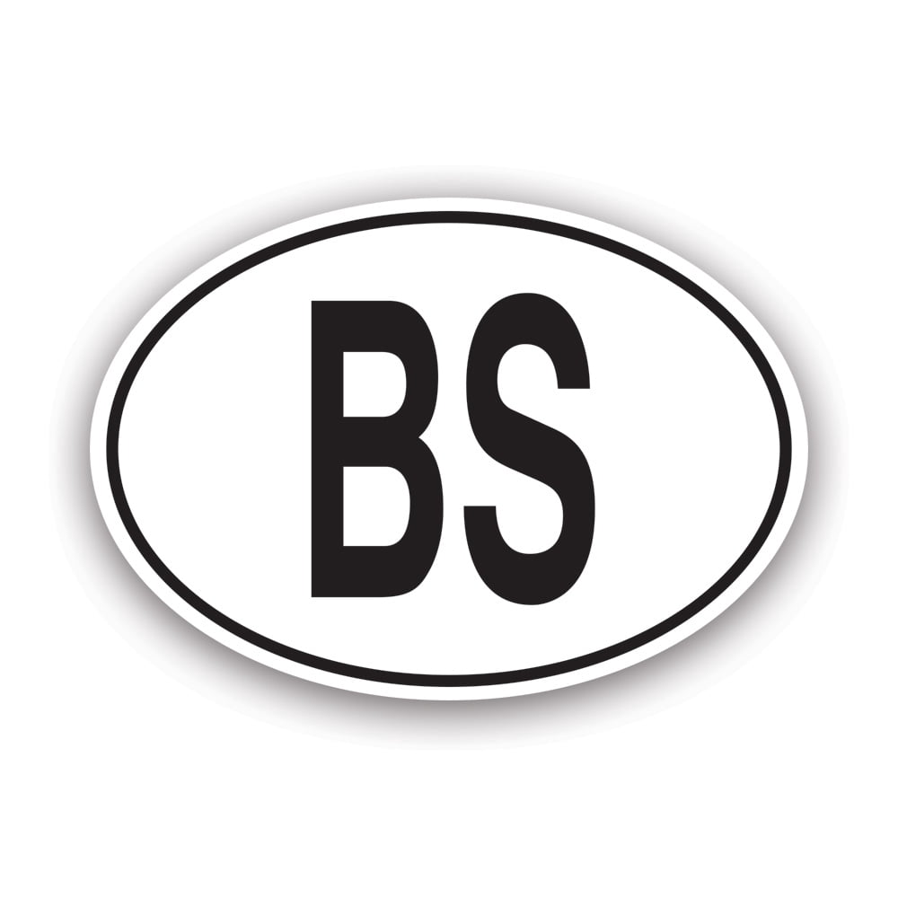 Bs Country Code BS Bahamas Country Code Oval Sticker Decal - Self Adhesive Vinyl ...