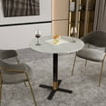 thumbnail image 3 of LeisureMod Round Dining Table with MDF Top and Powder-Coated X-Shaped Steel Base with Brushed Gold Accent Kitchen Table, Seats 2-3 Person for Modern Home and Kitchen Vail Collection, 3 of 9