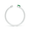 thumbnail image 2 of ANGARA Natural Two-Stone Square Emerald & Pear Diamond Open Ring in 14K White Gold for Women (Size-3mm) | May Birthstone, Birthday, Anniversary, Jewelry Gift for Women | Natural Emerald Ring, 2 of 10