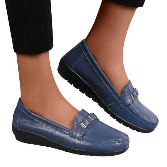 Vedolay Women Casual Shoes Shoes for Women Slip Comfy Casual Flat Loafers,Dark Blue 7.5