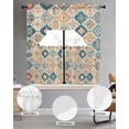 thumbnail image 3 of Morocco Ethnic Kitchen Curtains Swag Valance and Tier Curtains Set 36 Inch Length, Boho Country Retro Abstract Checked Rod Pocket Drape Panels Pair Swag Curtain for Bathroom/Cafe/Window, 3 of 6