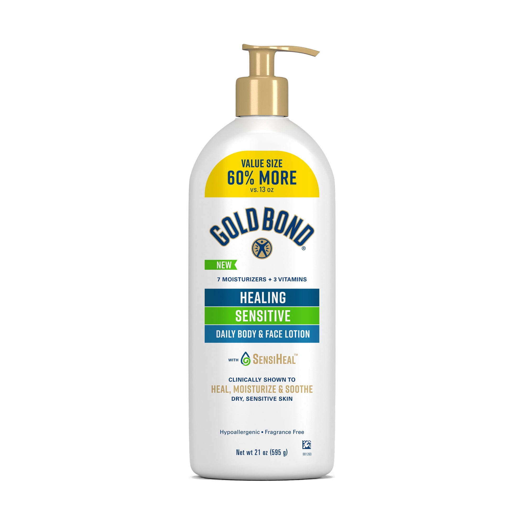 Gold Bond Healing Sensitive Daily Body and Face Lotion With Aloe Moisturizes, Heals and Soothes Dry, Sensitive Skin, Value Size, 21 oz.