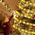 thumbnail image 5 of Woeilo Christmas Ribbon Lights Decorations Indoor : 78FT 200 LED Timer Ribbon Fairy Lights - 8 Modes Remote LED Christmas Tree Ribbon Indoor - Warm White Gold Ribbon Lights Battery and USB, 5 of 5