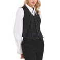 thumbnail image 4 of INSPIRE CHIC Women's Formal Button Down V Neck Vintage Striped Waistcoat Vest S Black, 4 of 5