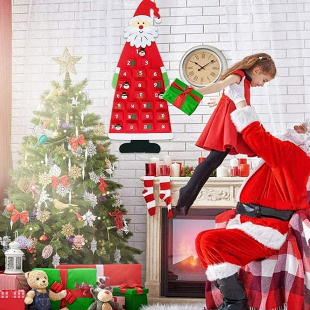 Agiferg Noël Calendrier Tissu Advent Compte à Rebours Santa Claus
