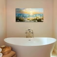 thumbnail image 4 of HFDF Large Canvas Wall Art Prints, Ocean Sunset Landscape Canvas Prints Paintings, Coastal Daisy Paintings Decor, Seaside Wildflowers Wall Decor for Bedroom Living Room Dining Room 10x8inch Framed, 4 of 7