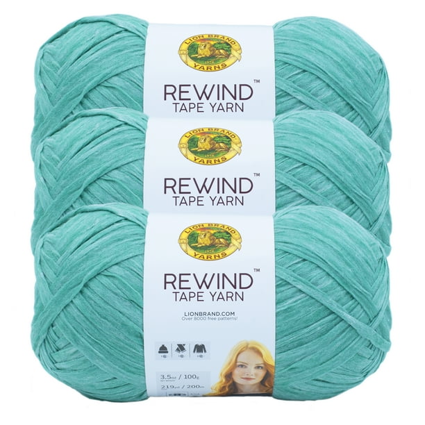 Lion Brand Yarn Rewind Capri Breeze Tape Bulky Polyester, Viscose Green Yarn 3 Pack Walmart