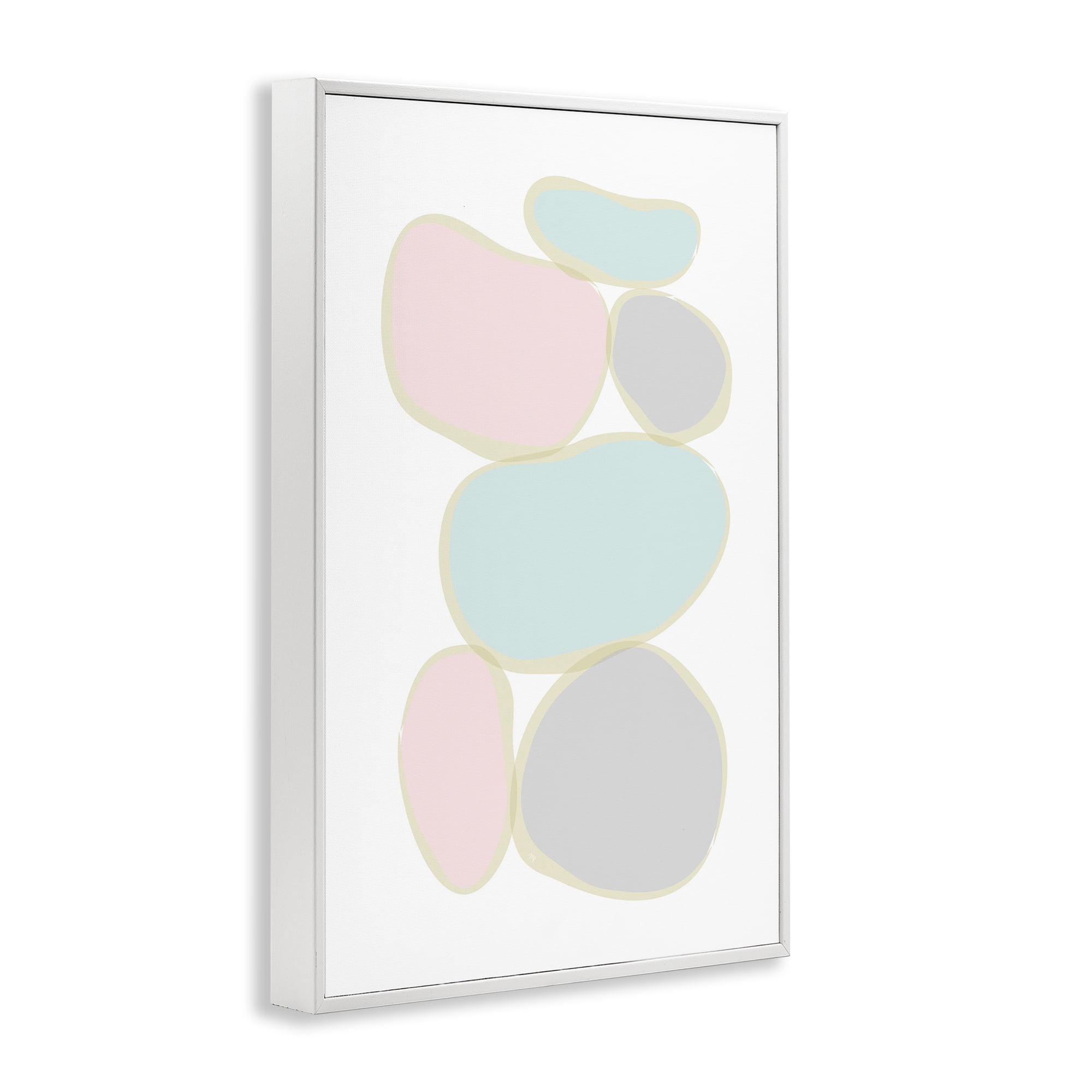 Stupell Industries Circular Pastel Shapes Abstract Painting White Framed Art Print Wall Art, 20 x 30