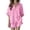 Pink, variant on Women's Solid Color Short Sleeved Shirt And Shorts Set With Solid Color Collar Linen
