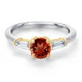 thumbnail image 3 of Gem Stone King 10K Two Tone Gold Red Garnet and Lab Grown Diamond Engagement Ring for Women | 1.30 Cttw | Round 6MM | Gemstone January Birthstone | Size 9, 3 of 6