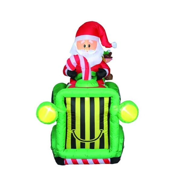 6 ft. Inflatable Santa with Tractor, Red & Green
